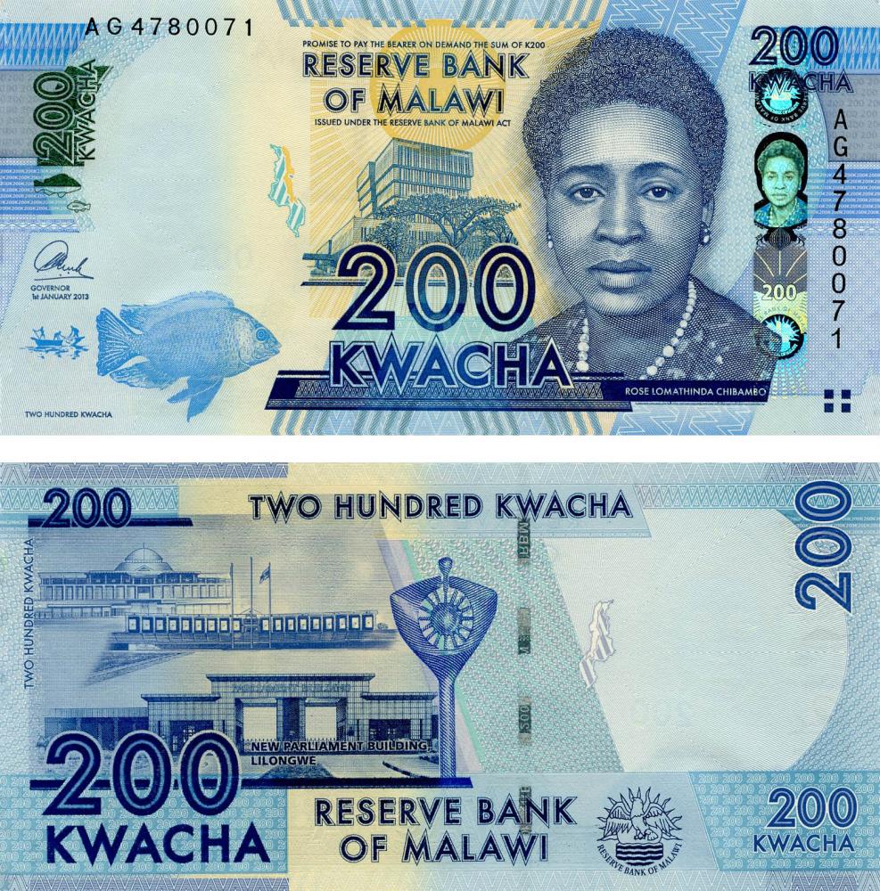 Коллекционная банкнота Малави 200 квача 2013 UNC P60 (Б13243)