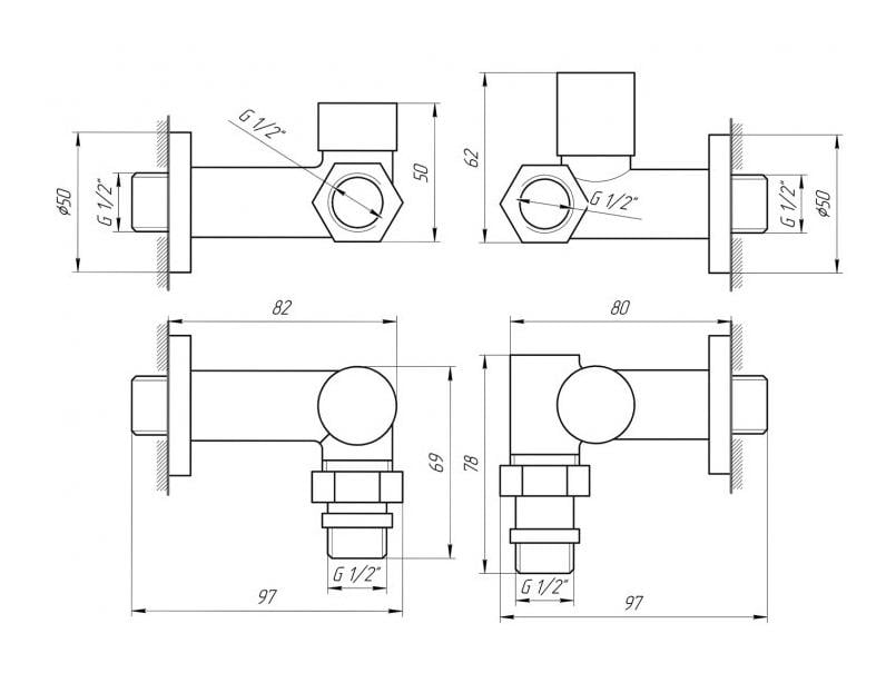 Набор угловых кранов Solomon TEN 7777 1/2" с американкой White - фото 4 Набор угловых кранов Solomon TEN 7777 1/2" с американкой White - фото 4