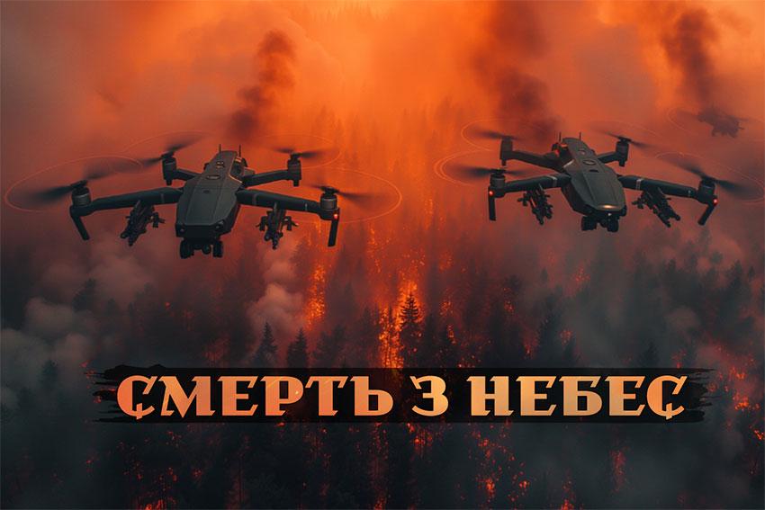 Прапор Дрони винищувачі Смерть з небес прапорна сітка 105х70 см (14144)