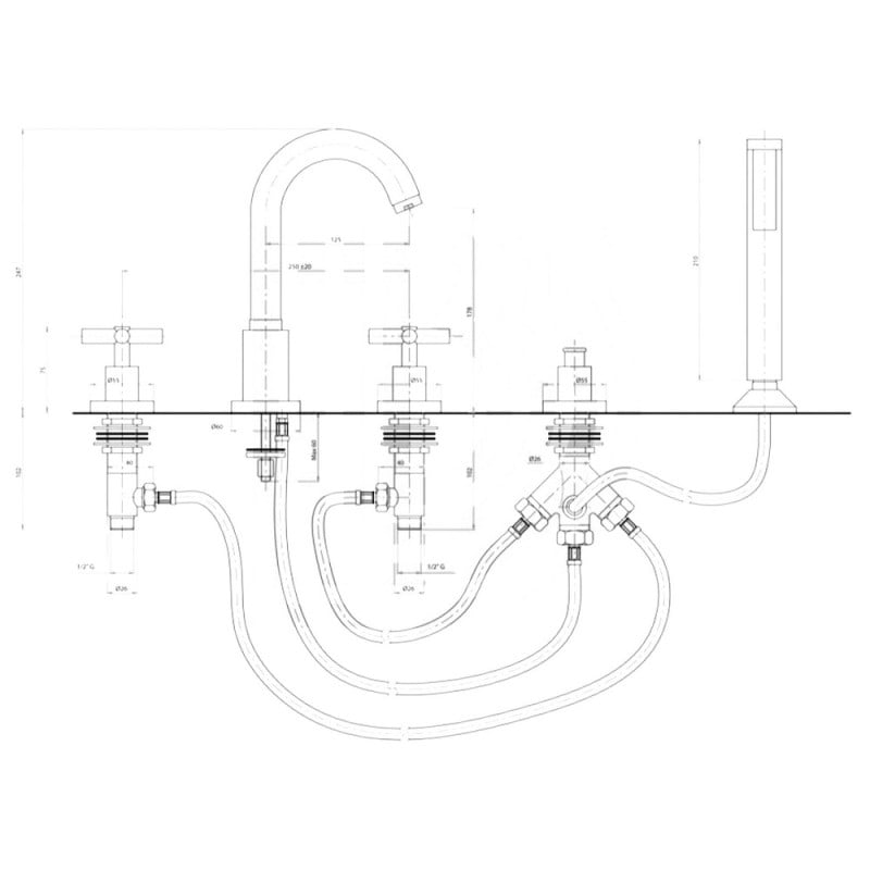 Змішувач для ванни Bianchi Amelix VSCAML на борт 5 секцій 110800 - фото 2 Змішувач для ванни Bianchi Amelix VSCAML на борт 5 секцій 110800 - фото 2