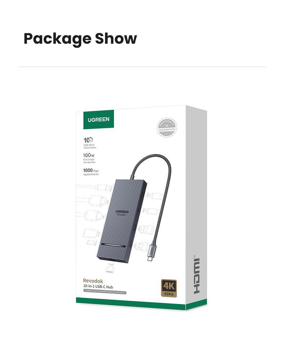 Док-станція USB-C Ugreen 30 100 10 Сірий (45366) - фото 18 Док-станція USB-C Ugreen 30 100 10 Сірий (45366) - фото 18