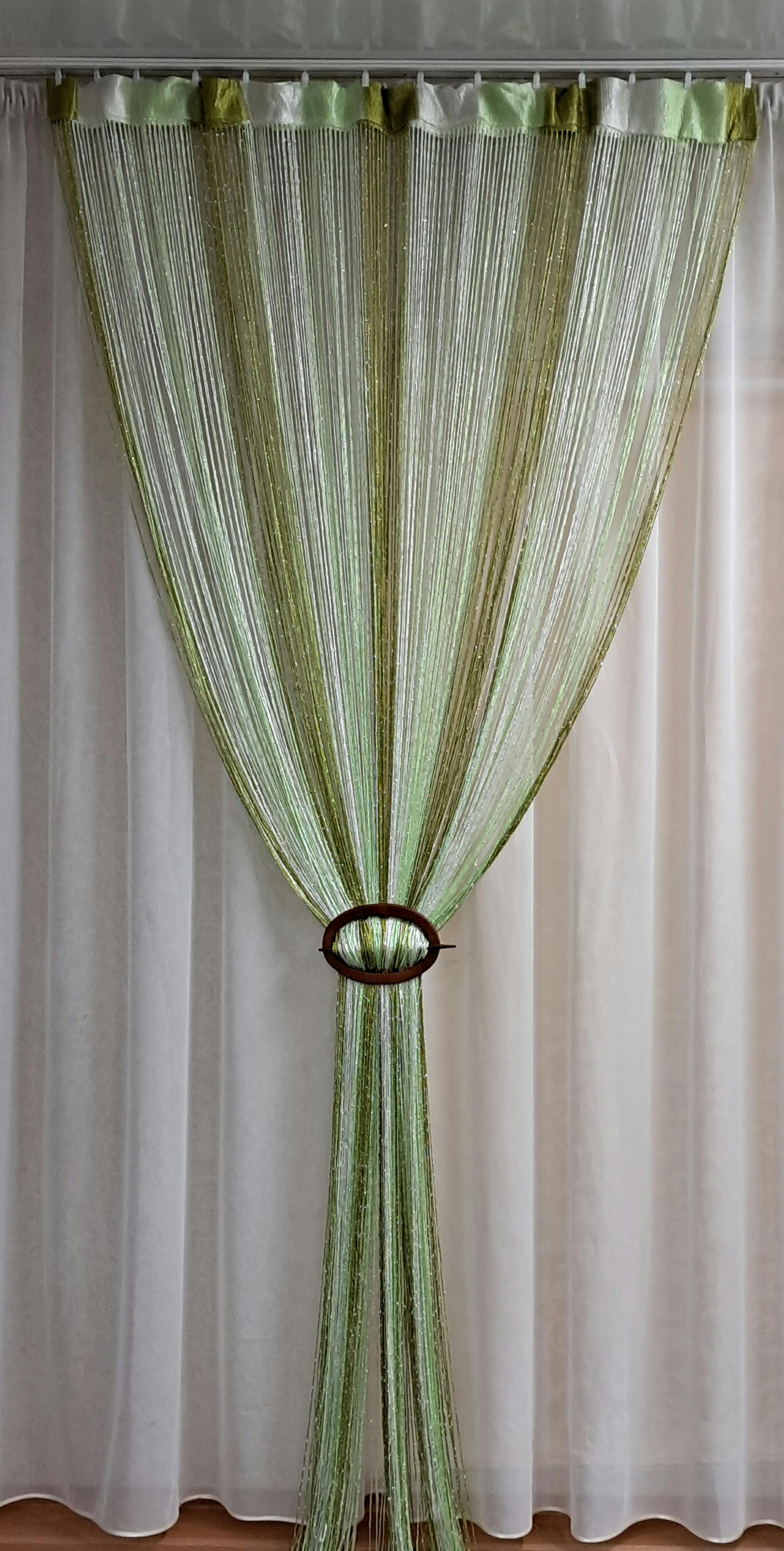 Штори-нитки з люрексом 300х300 см Зелений/Білий - фото 1