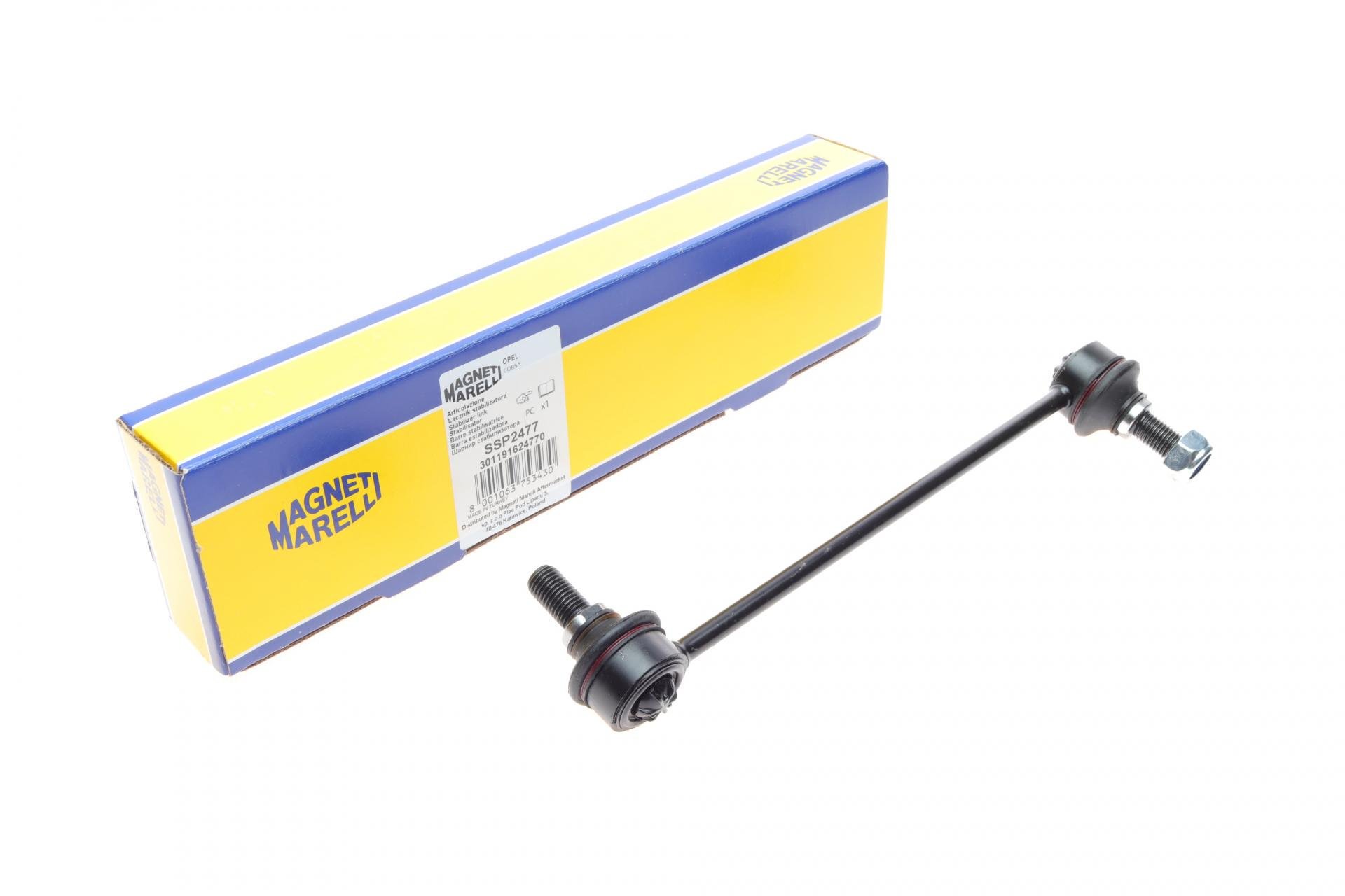 Тяга стабилизатора переднего Opel Combo/Corsa 01-/Vectra B 95-06 SSP2477 301191624770 MAGNETI MARELLI
