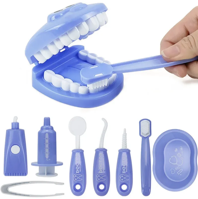 Детский набор стоматолога с зубами и инструментами 9 элементов Фиолетовый (55/4) - фото 2 Детский набор стоматолога с зубами и инструментами 9 элементов Фиолетовый (55/4) - фото 2