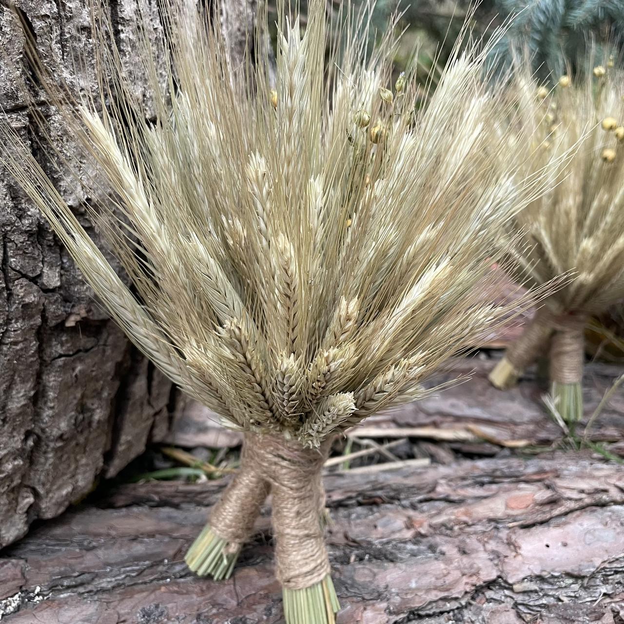 Рождественский дидух из колосьев льна и сухоцветов 15 см (1971733201) - фото 3