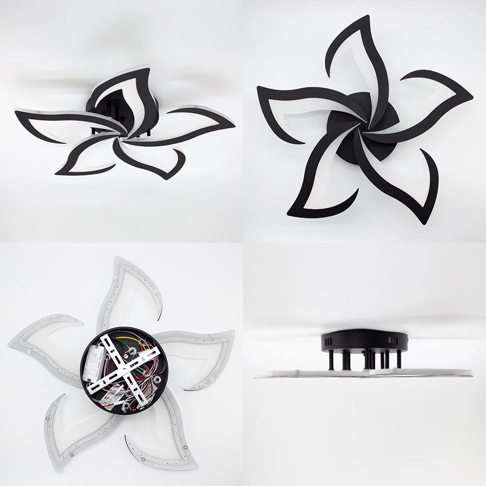 Люстра светодиодная ESLLSE ELLA 5F с пультом 50 Вт 600x95 мм Черный (10594) - фото 4 Люстра светодиодная ESLLSE ELLA 5F с пультом 50 Вт 600x95 мм Черный (10594) - фото 4