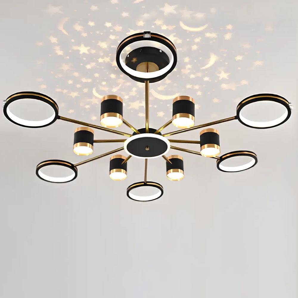 Люстра потолочная светодиодная Lighthouse SY-19498/6/6/1 BK/CP 198W/18W 1060х450 мм Черный/Золотой