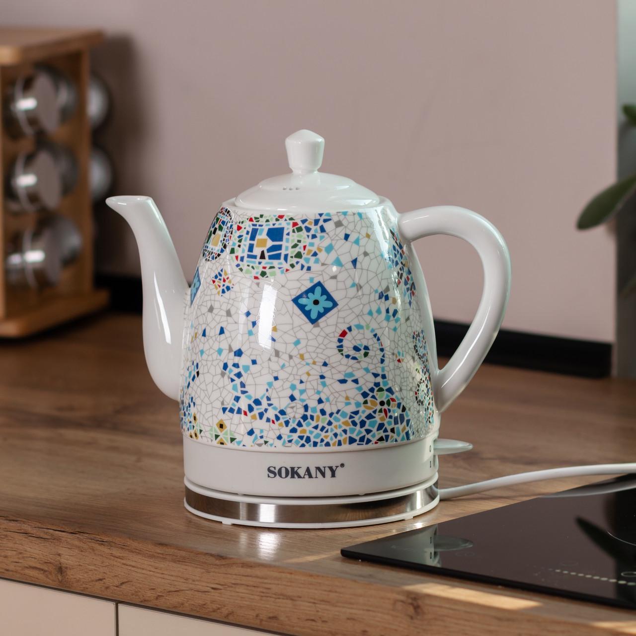 Електрочайник керамічний Sokany SK-09008 безшумний 1,5 л 1000 Вт Білий (2355584681) - фото 9 Електрочайник керамічний Sokany SK-09008 безшумний 1,5 л 1000 Вт Білий (2355584681) - фото 9