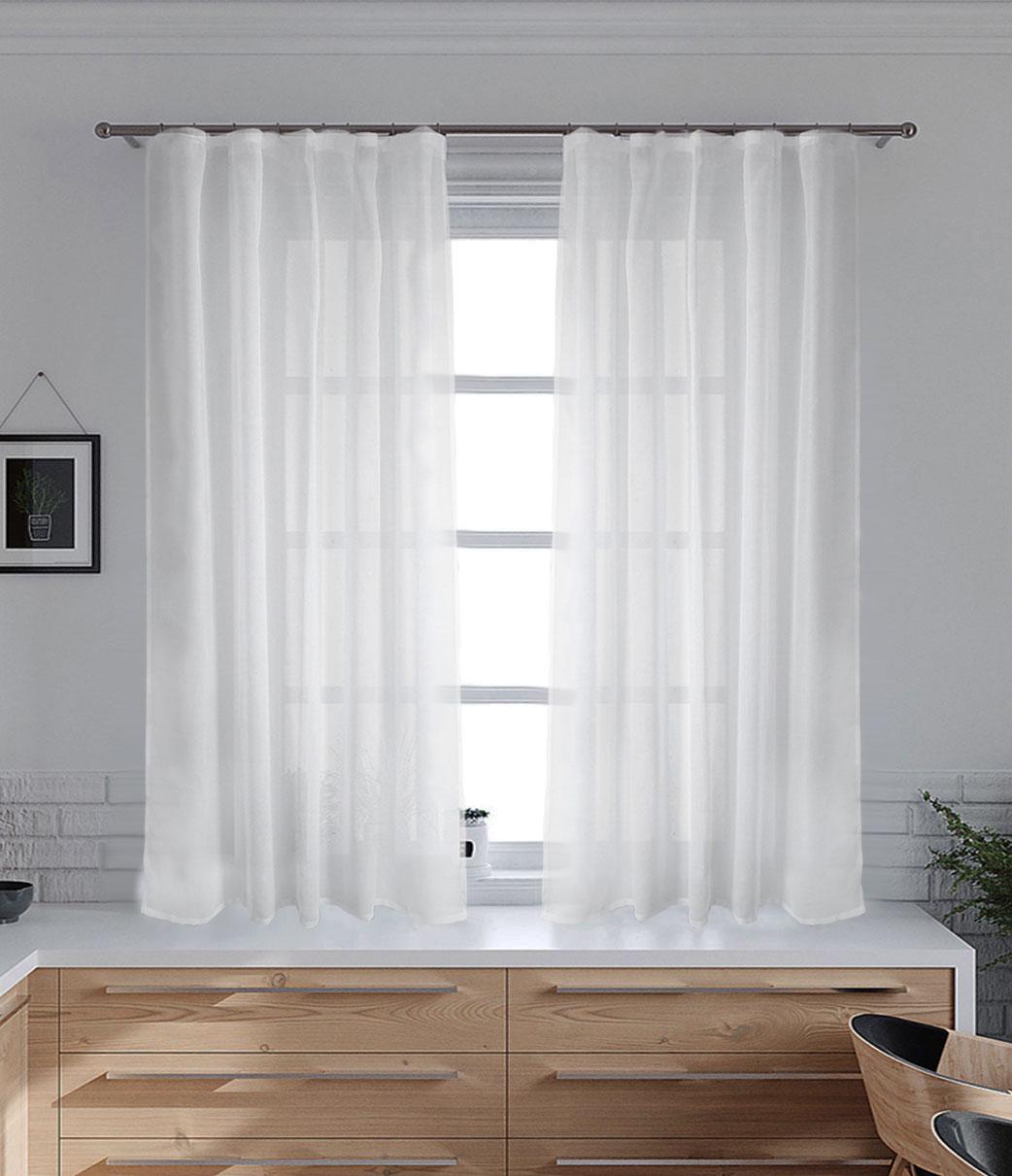 Комплект тюль коротка Pivdenne 145х170 см льон 2 шт. Білий (2041-170-2)