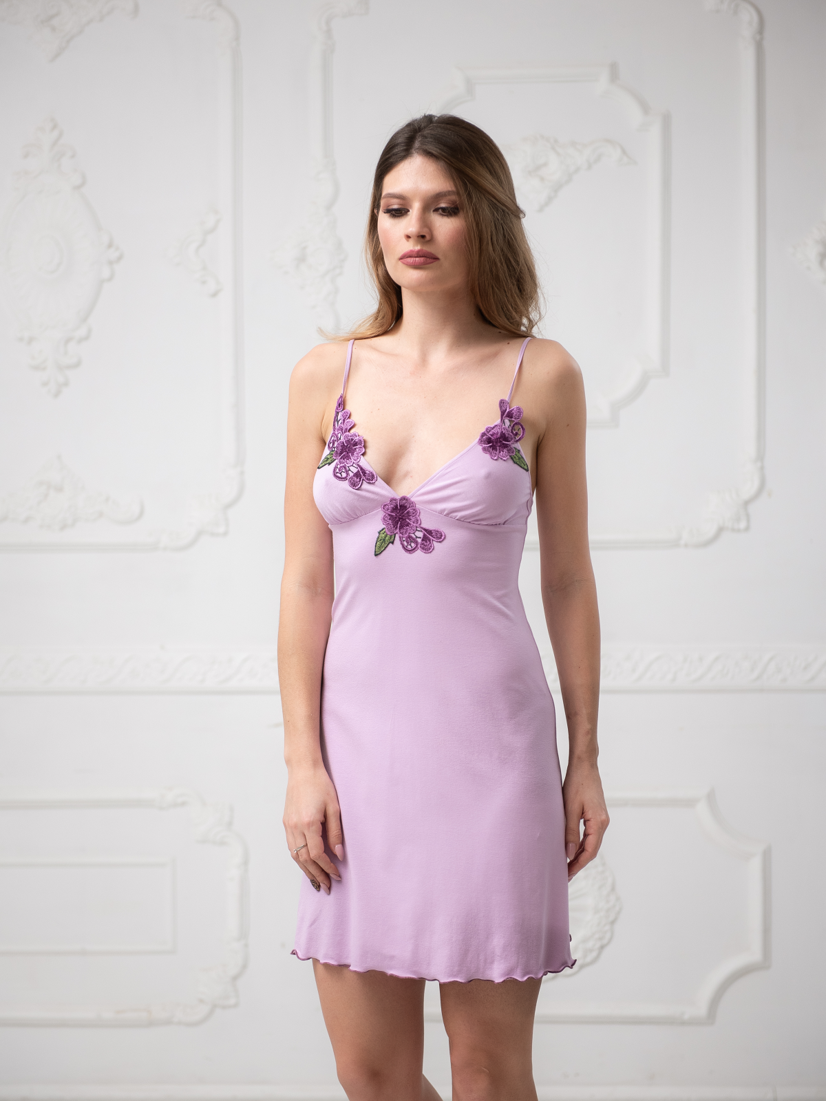 Ночная рубашка короткая Komilfo Petunia 1173/1 S Сиреневый (21009)