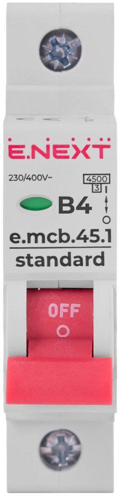Автоматический выключатель E.NEXT e.mcb.stand.45.1.B4 1р 4А 4,5кА B (s001004) - фото 2