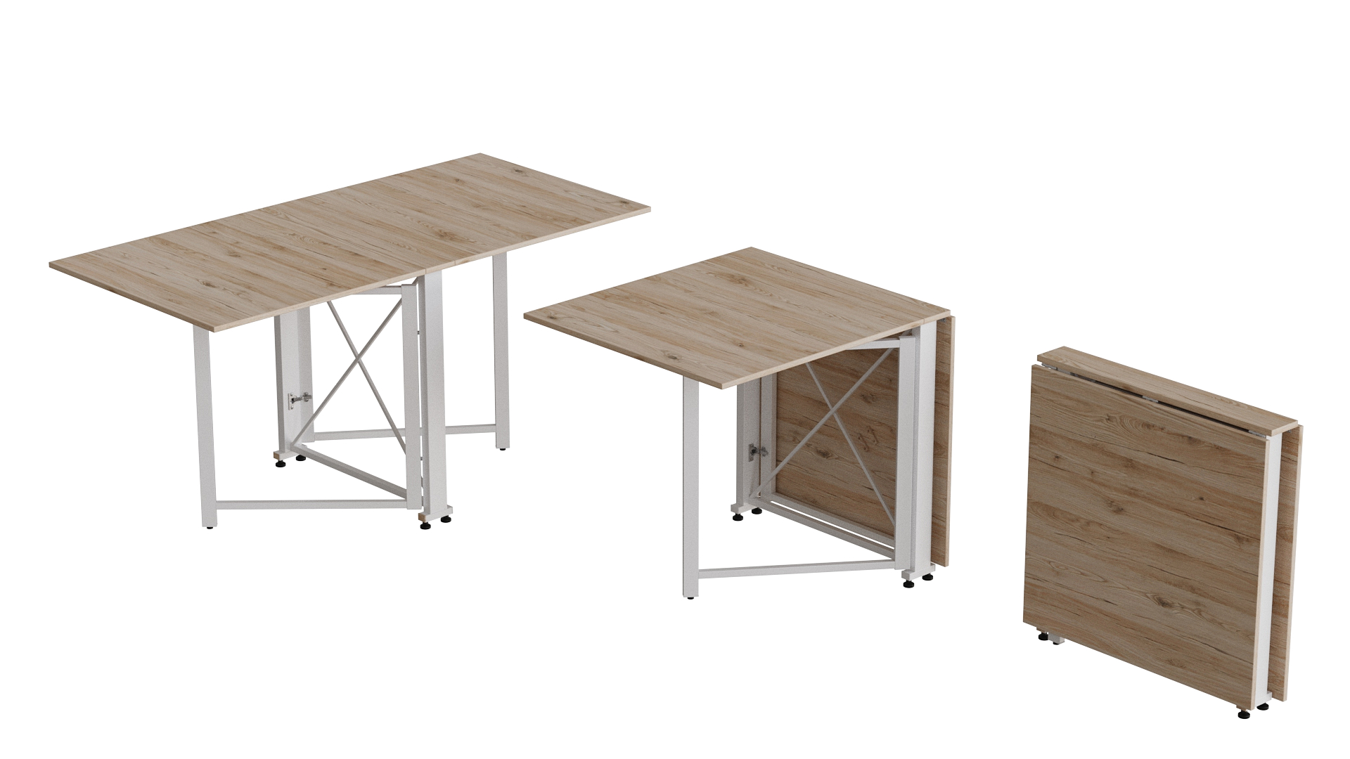 Стол-книжка трансформер Ferrum-decor Orion 2 металл/ДСП 16 мм 750x1520x730 мм Белый/Дуб Сан-Марино (ORI209) - фото 3