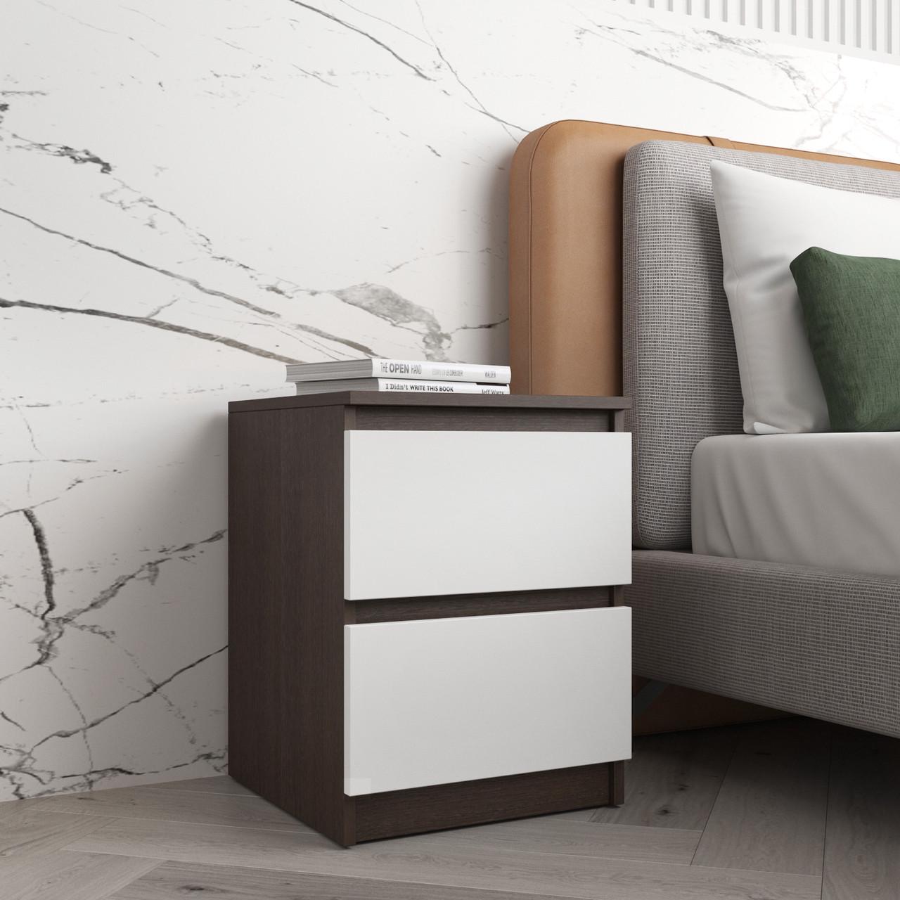 Тумба прикроватная Вайс R-5 402х400х530 мм Венге Темный/Белый фасад (30731177) - фото 2 Тумба прикроватная Вайс R-5 402х400х530 мм Венге Темный/Белый фасад (30731177) - фото 2