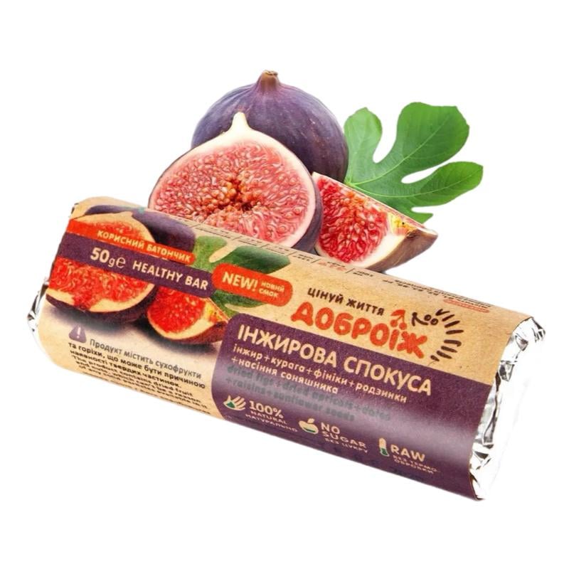 Батончик натуральний "Доброїж" зі смаком інжиру 50 г (40281) Батончик натуральний "Доброїж" зі смаком інжиру 50 г (40281)