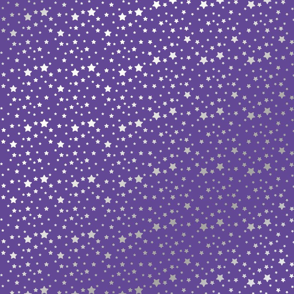 Лист бумаги односторонний Silver stars с серебряным тиснением 30,5х30,5 см Lavender