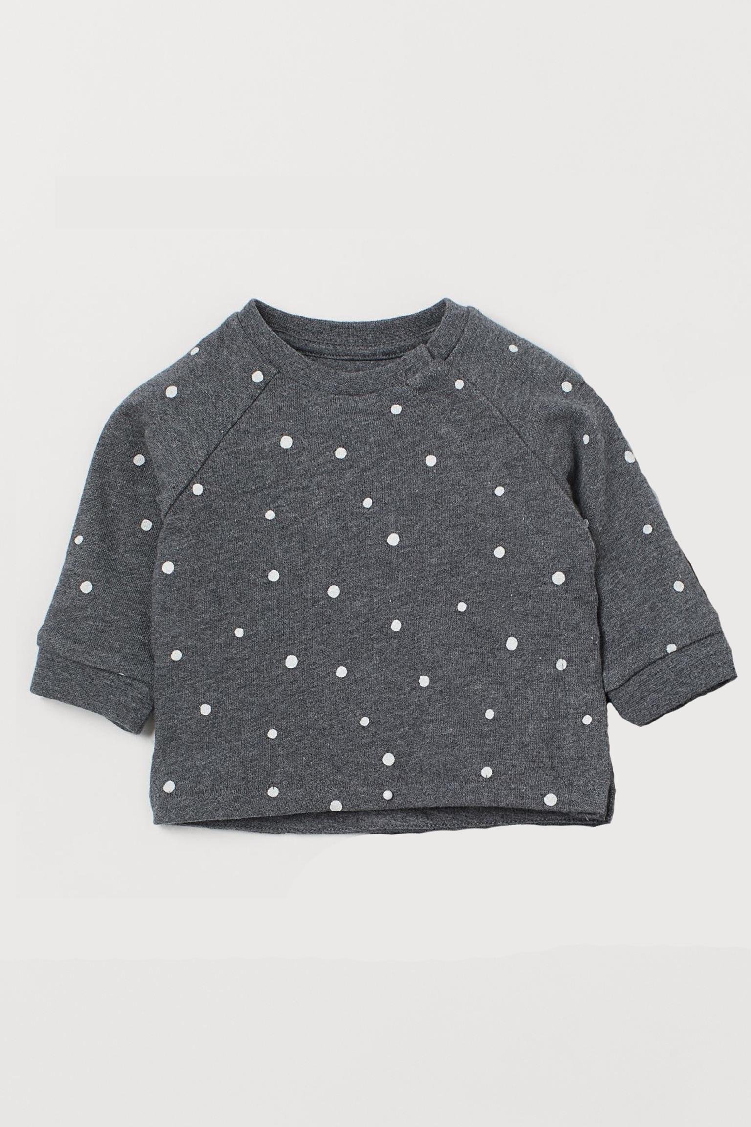 Світшот H&M Горошок 62 см Темно-сірий (12108859192)