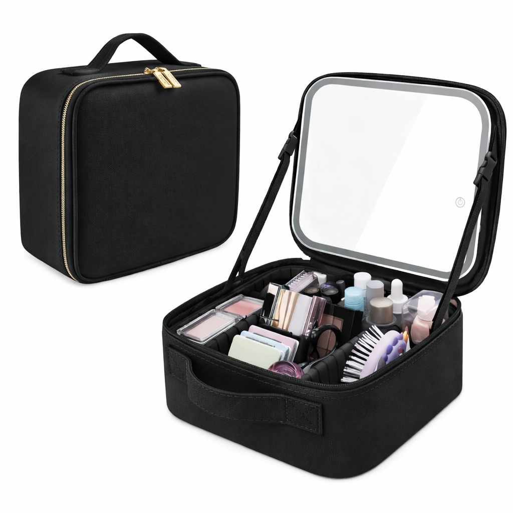 Косметичка-органайзер с LED зеркалом и подсветкой Черный (9007)