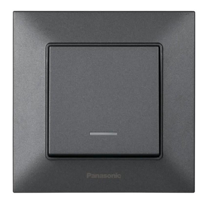 Вимикач одноклавішний з підсвіткою Panasonic Arkedia Slim WNTC00022DG-UA Димчастий