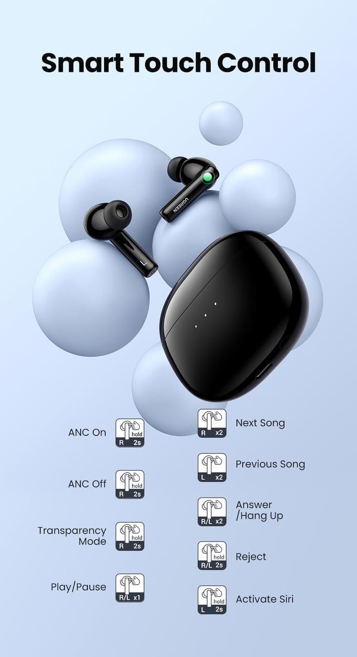 Наушники беспроводные Ugreen HiTune T3 WS106 90401 активного шумоподавления (1789804188) - фото 6