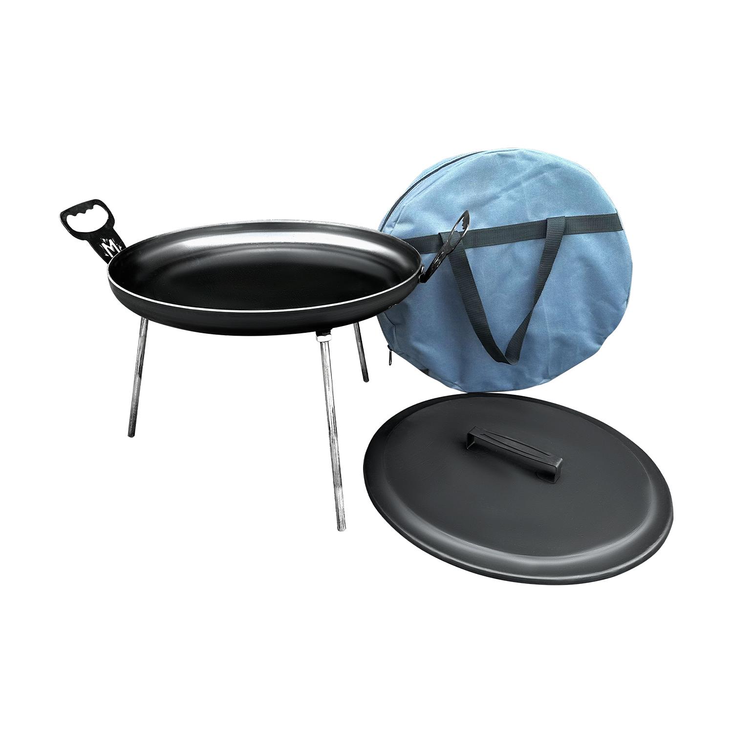 Сковорода из диска Mzavod Фрея стальная SDR-40K с крышкой и чехлом Черный (136-17-1080150100002) - фото 4 Сковорода из диска Mzavod Фрея стальная SDR-40K с крышкой и чехлом Черный (136-17-1080150100002) - фото 4