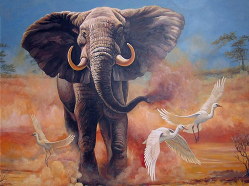 Картина по номерам Strateg Животные Слон в термопакете 40х50 см (VA-0964-mt)
