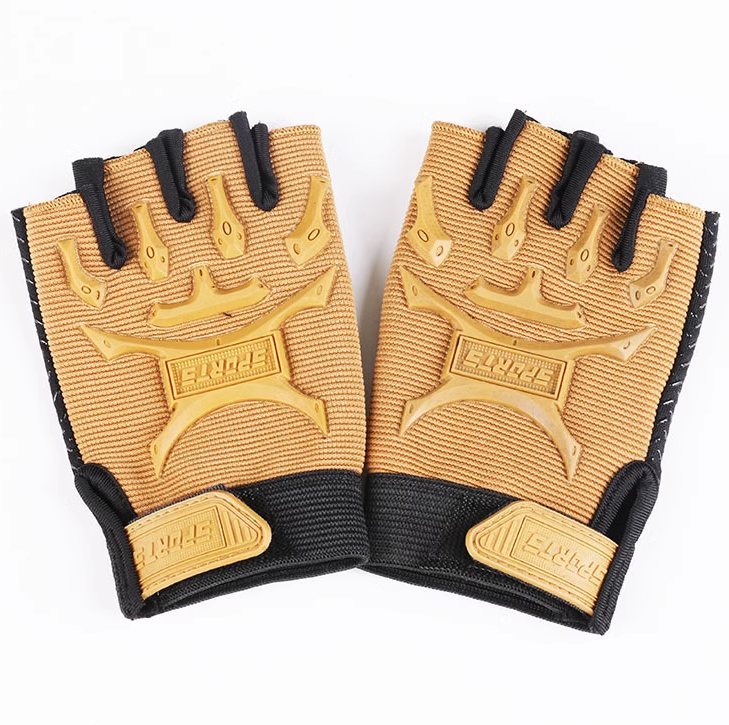 Перчатки спортивные детские с открытыми пальцами с защитой на косточки 6-12 лет Коричневый (K7-66-1340-К-M)