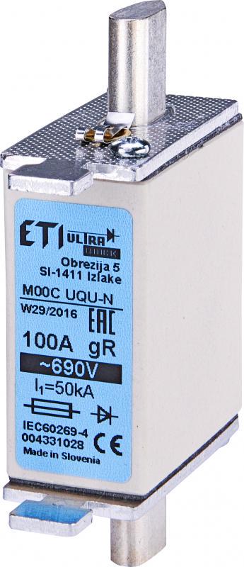 Запобіжник ножовий ETI M000UQU-N NH000 100A gR з плавкою вставкою (4331028)