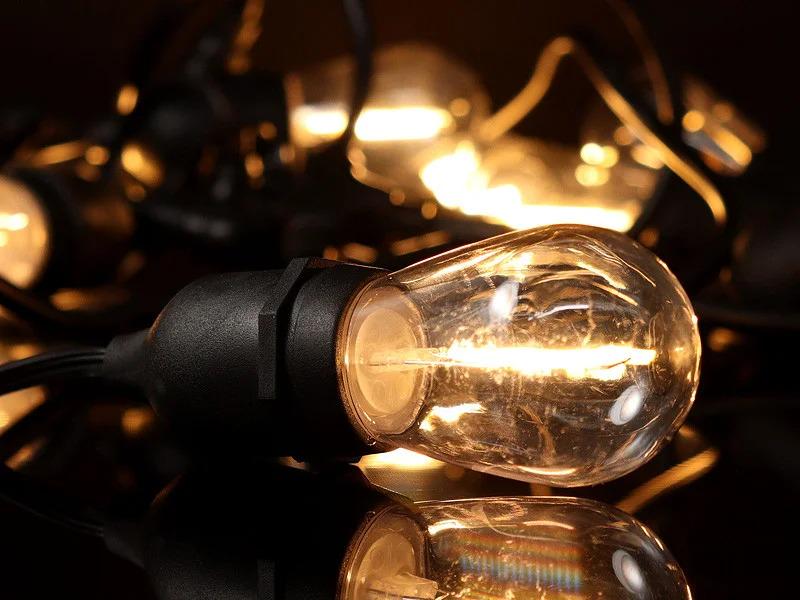 Гирлянда нить ретро лампочки 10 водонепроницаемых прозрачных ламп 5 м Теплый белый