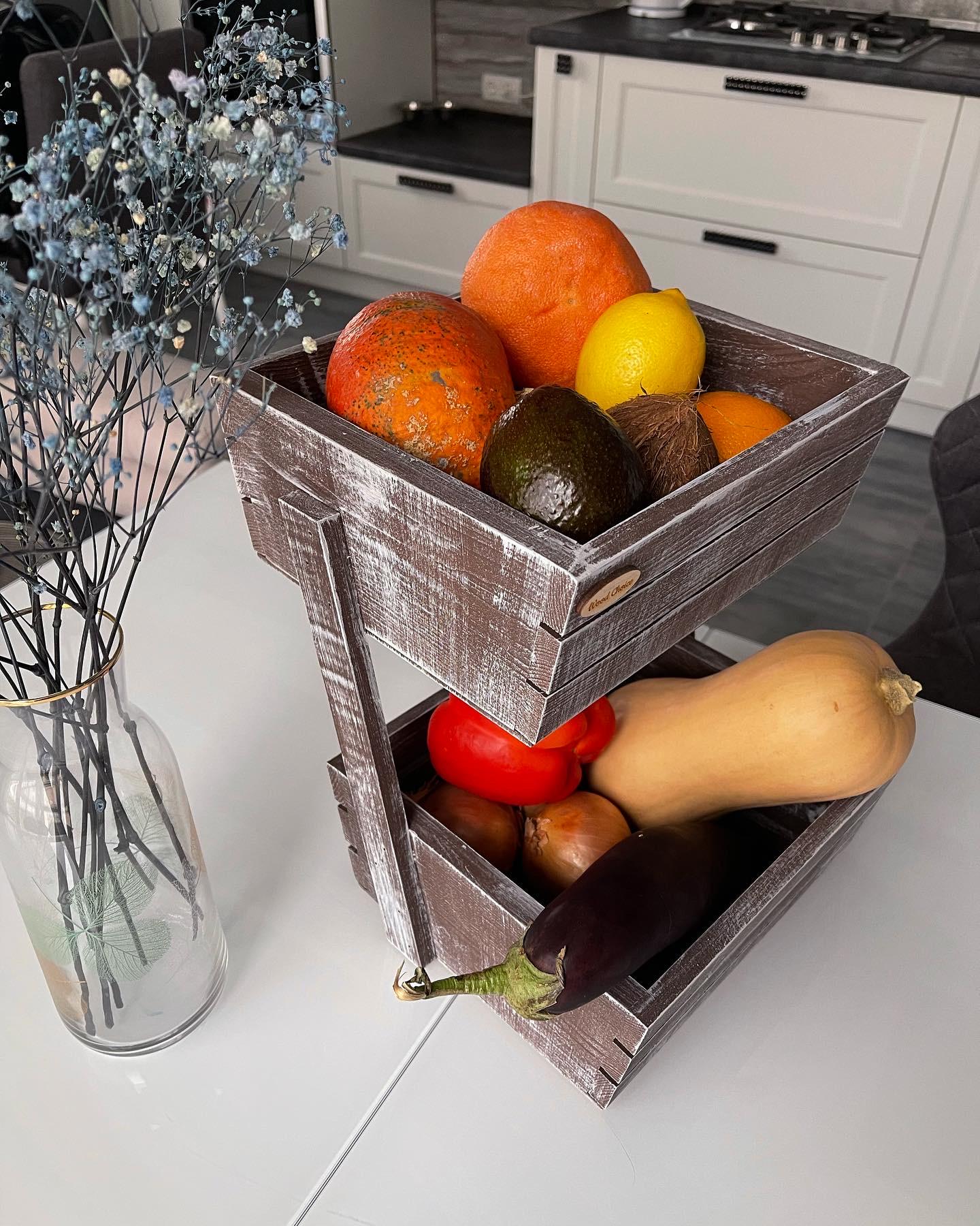 Ящик-фруктовница деревянная 2 яруса Коричневый (154) - фото 3 Ящик-фруктовница деревянная 2 яруса Коричневый (154) - фото 3