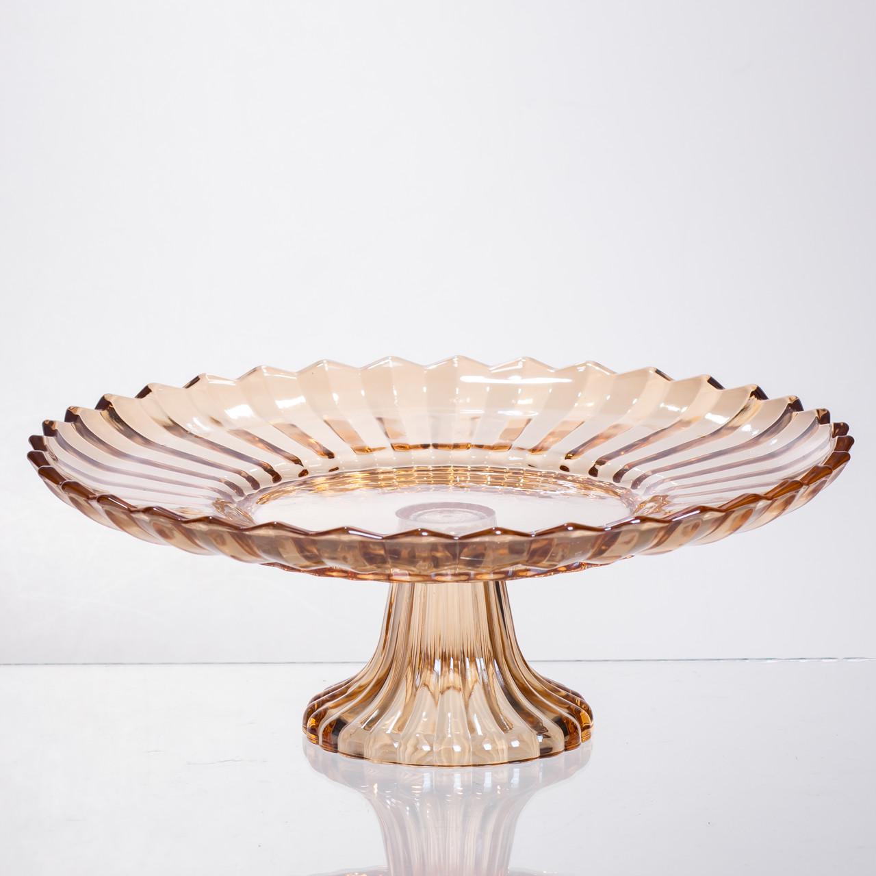 Фруктовница стеклянная на ножке 29 см Коричневый (64486-19)