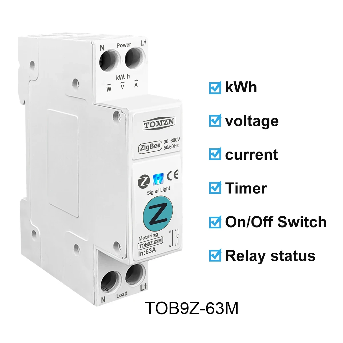 Умный автоматический выключатель с поддержкой Zigbee TOMZN TOB9Z-VAP с регулировкой тока от 1А до 63А TUYA Smartlife (2651980023) - фото 8 Умный автоматический выключатель с поддержкой Zigbee TOMZN TOB9Z-VAP с регулировкой тока от 1А до 63А TUYA Smartlife (2651980023) - фото 8