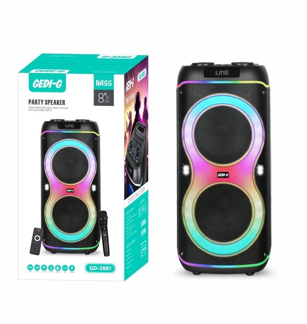 Портативная колонка акустическая Bluetooth Gedi GD-2881 с радиомикрофоном Портативная колонка акустическая Bluetooth Gedi GD-2881 с радиомикрофоном