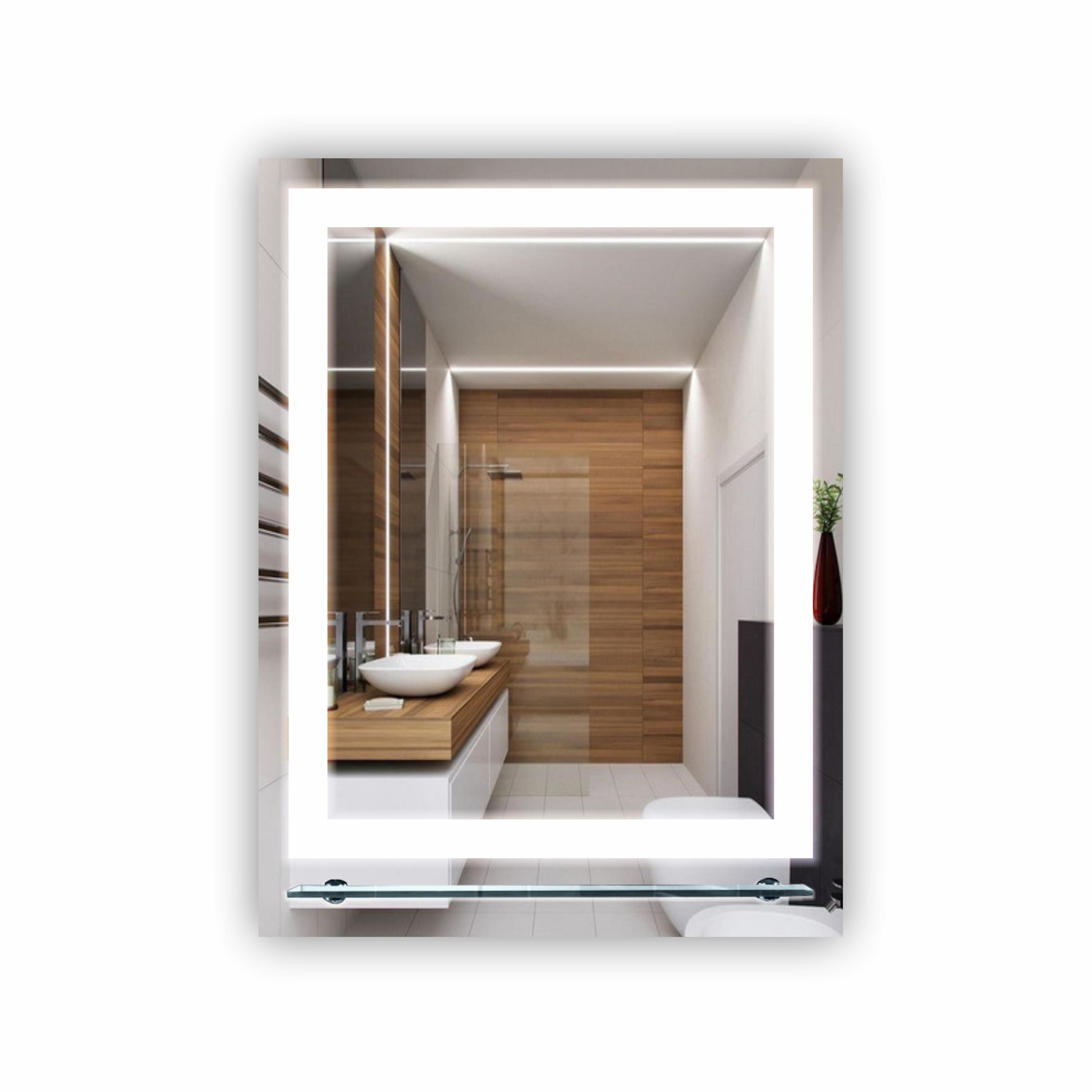 Зеркало с LED подсветкой с полочкой 600х800 мм (R-027)