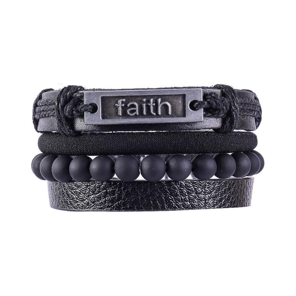 Набор кожаных мужских браслетов универсального размера вера (NR0504)