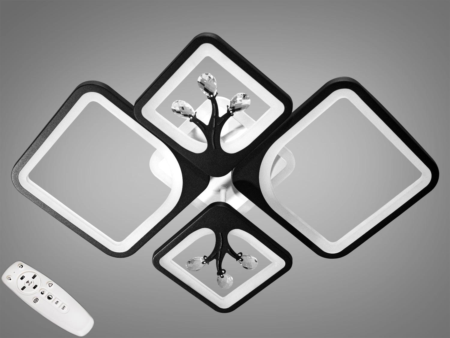 Люстра LED с димером и подсветкой 100W (8157/2+2BK 3col dim)