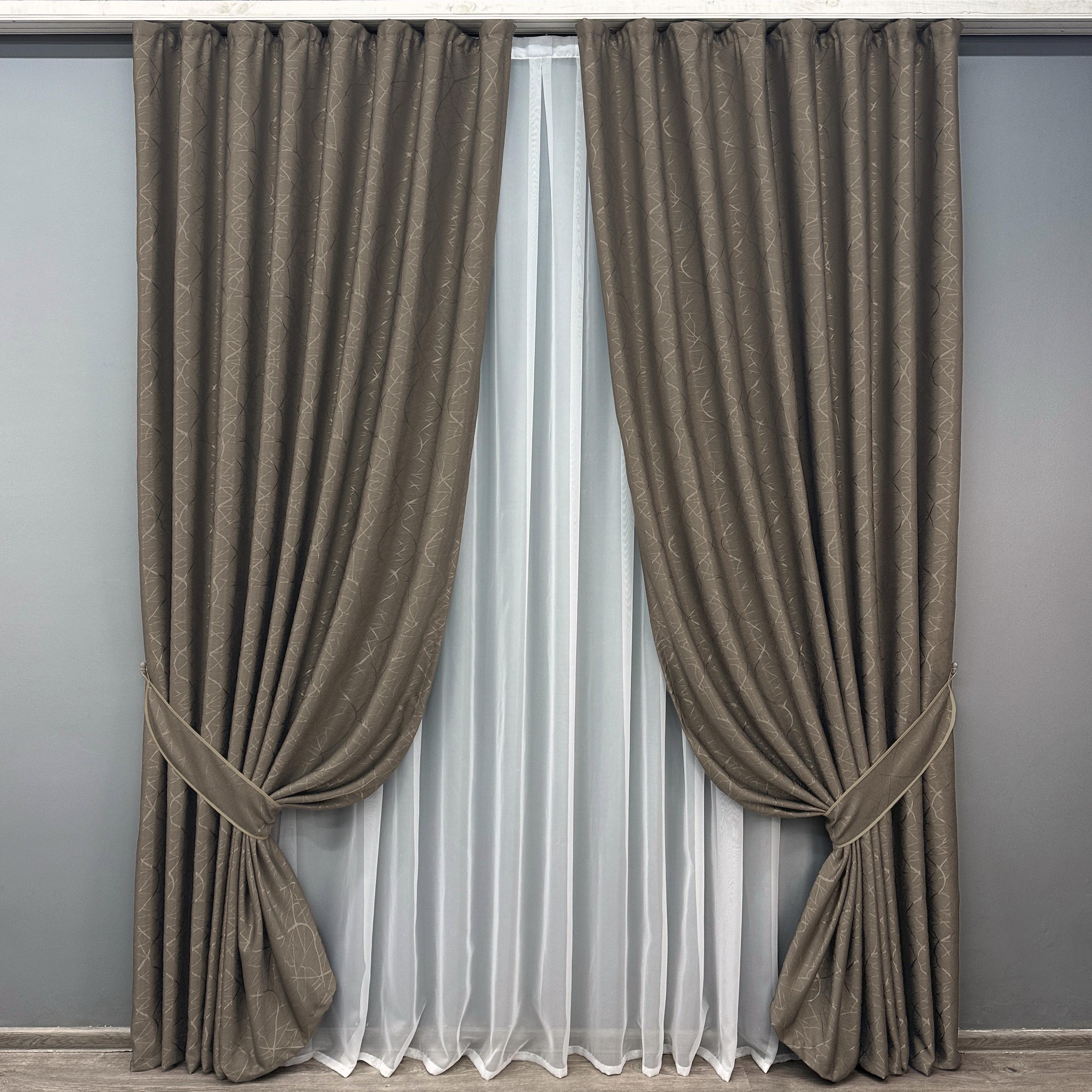 Комплект штор VR-Textil Саванна № 631ш лен 100х275 см 2 шт. Какао (31-378)