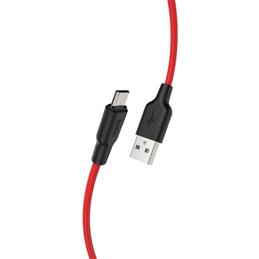 Кабель USB Hoco X21 Plus Silicone Micro 2m Black/red