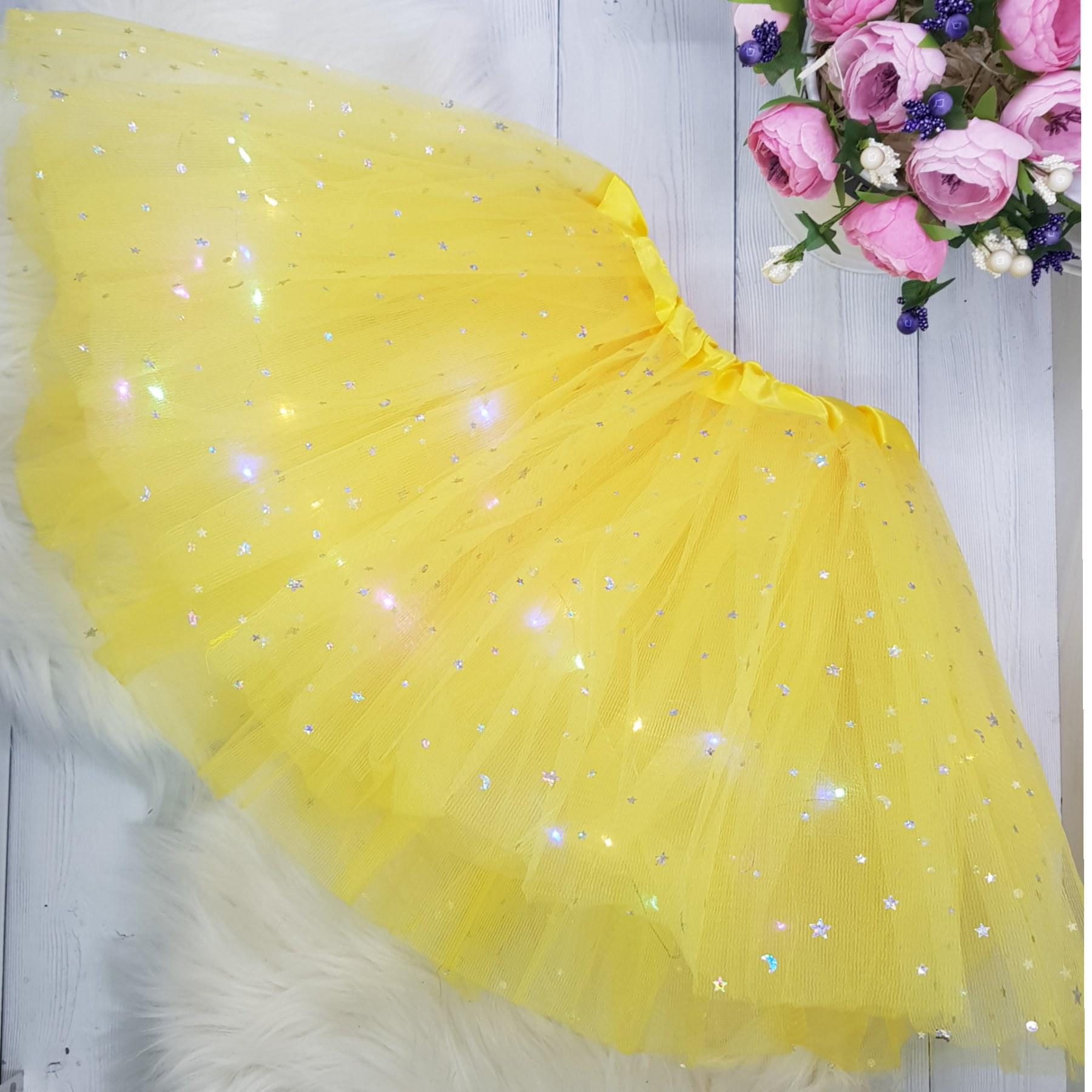 Юбка фатиновая с диодной подсветкой со звездами 3-12 г. Желтый (2374852783)