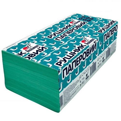 Полотенца бумажные Альбатрос однослойные V-сборка 160 листов Зеленый (389)