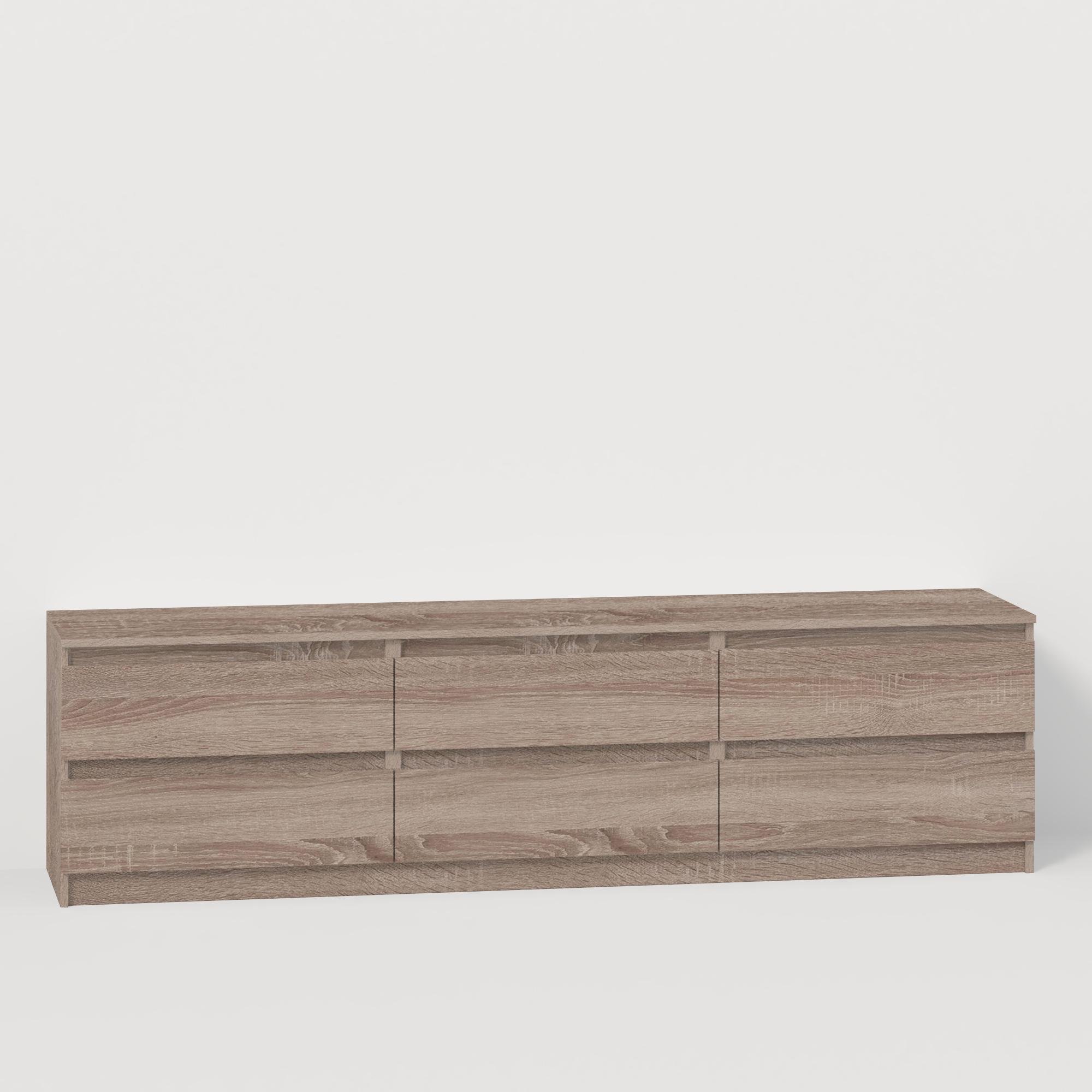 Тумба под телевизор на 6 ящиков без ручек Line TVF2x3 2100x450x560 мм Дуб Сонома Трюфель - фото 2 Тумба под телевизор на 6 ящиков без ручек Line TVF2x3 2100x450x560 мм Дуб Сонома Трюфель - фото 2