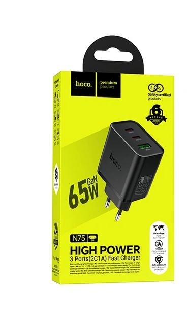 Зарядное устройство Hoco МЗП N75 Grande 65W PD 2хUSB-C/USB-A (2735)