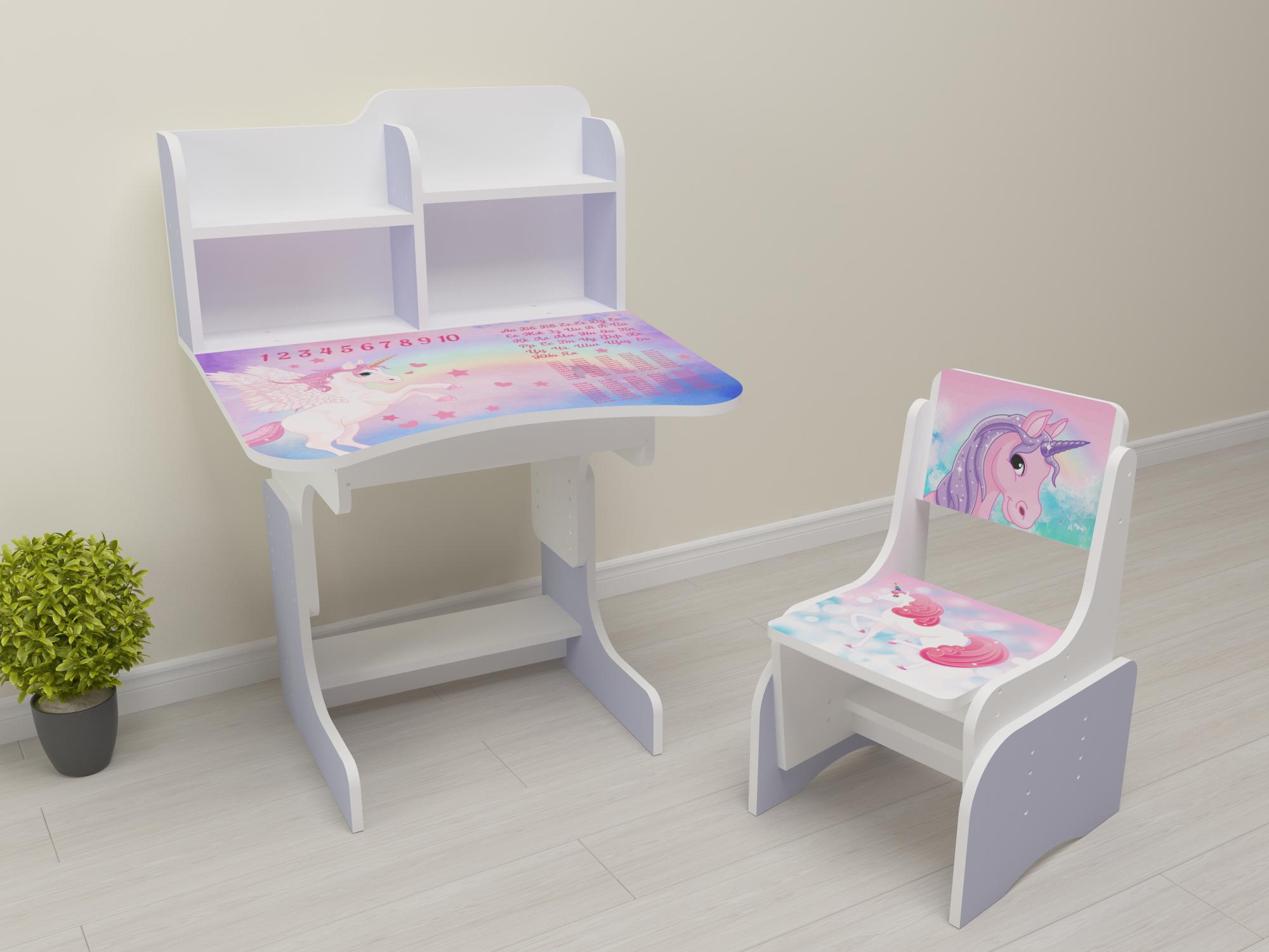 Комплект парта і стілець-трансформери Пегас від 3 років Лавандовий (005)