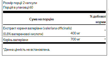 Витамин Valerian Root Extract 200мг 120 капс. (2022-09-0929) - фото 2