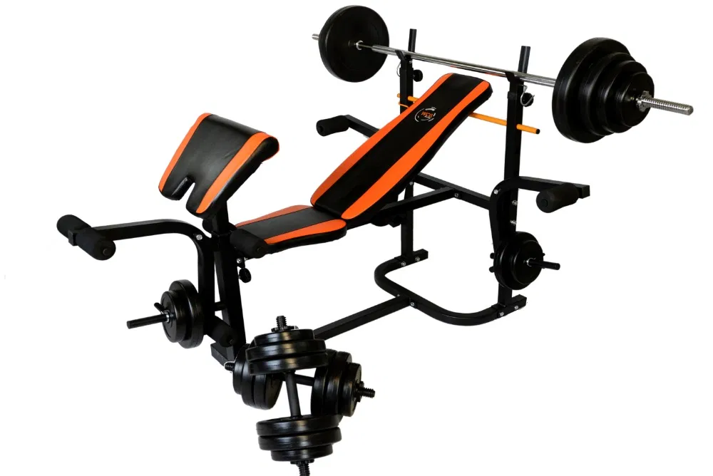 Скамья для жима WCG 0020 с партой Скотта/штангой и гантелями 60 кг (0020.000.001)