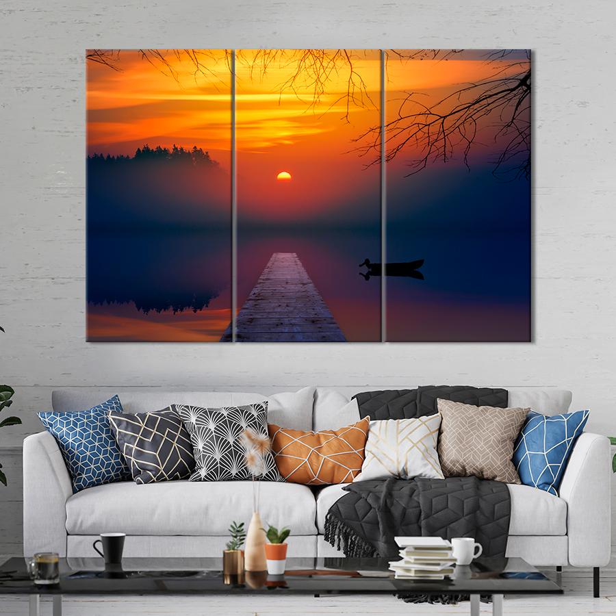 Картина природа Захід сонця над красивим озером 128x81 см (A1114-3)