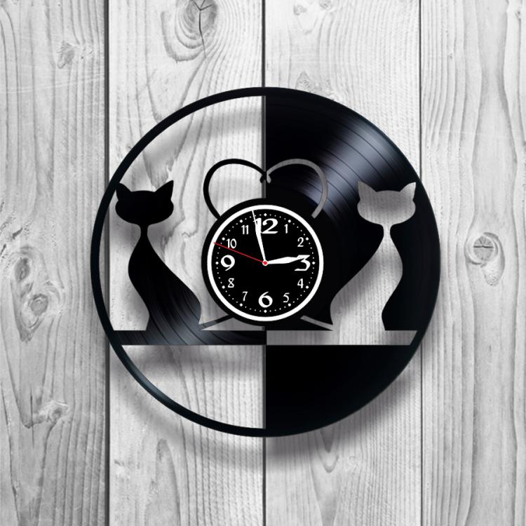 Часы настенные Кошки 0180 из виниловой пластинки