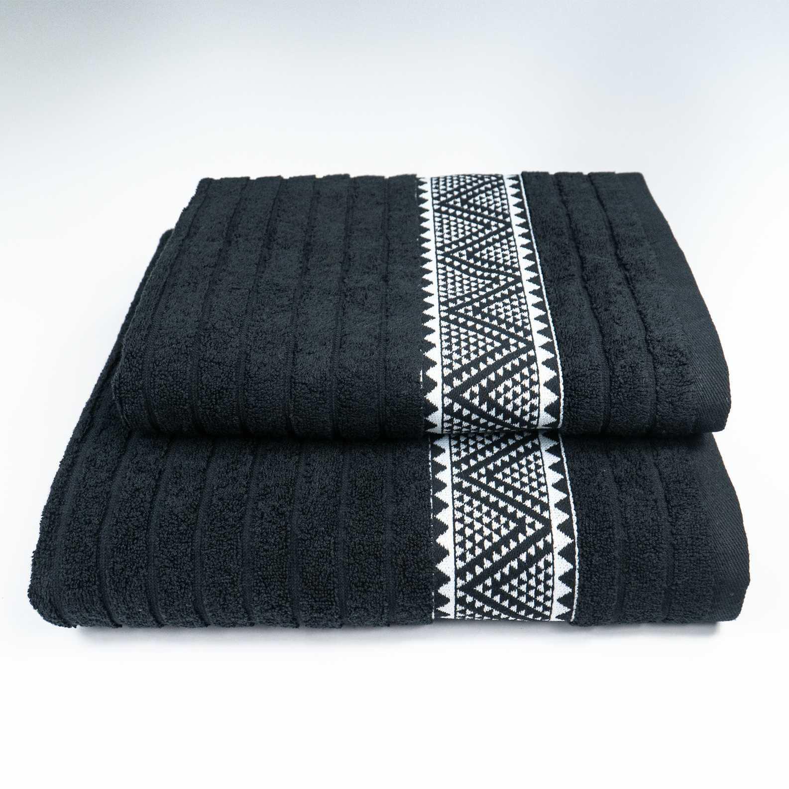 Комплект махровых полотенец GM Textile Зипп 50х90 см/70х140 см 2 шт. Черный (500-2k-zipp-black)
