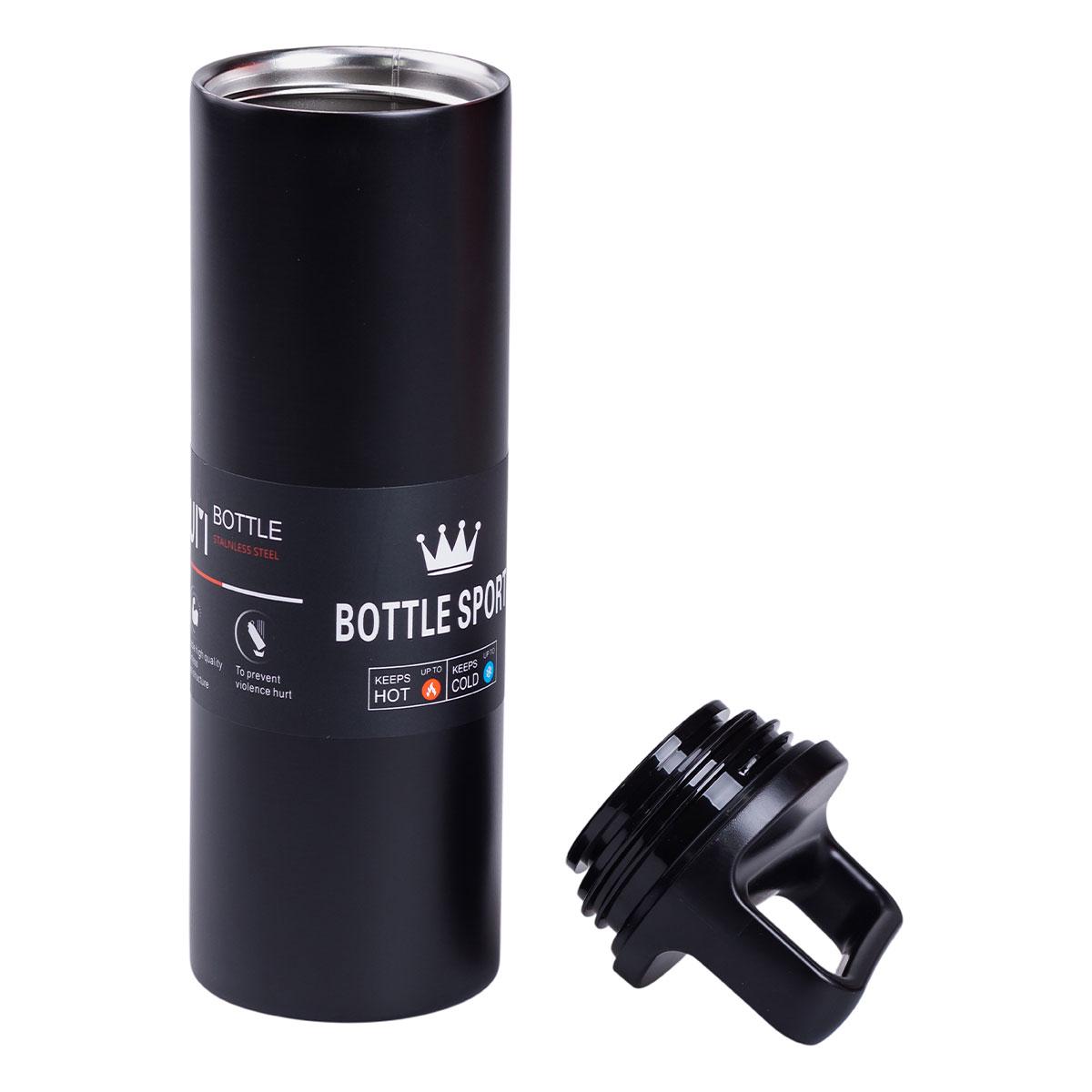 Термос металевий Bottle Sport із нержавіючої сталі з ручкою 0,5 л Чорний (5814) - фото 6 Термос металевий Bottle Sport із нержавіючої сталі з ручкою 0,5 л Чорний (5814) - фото 6