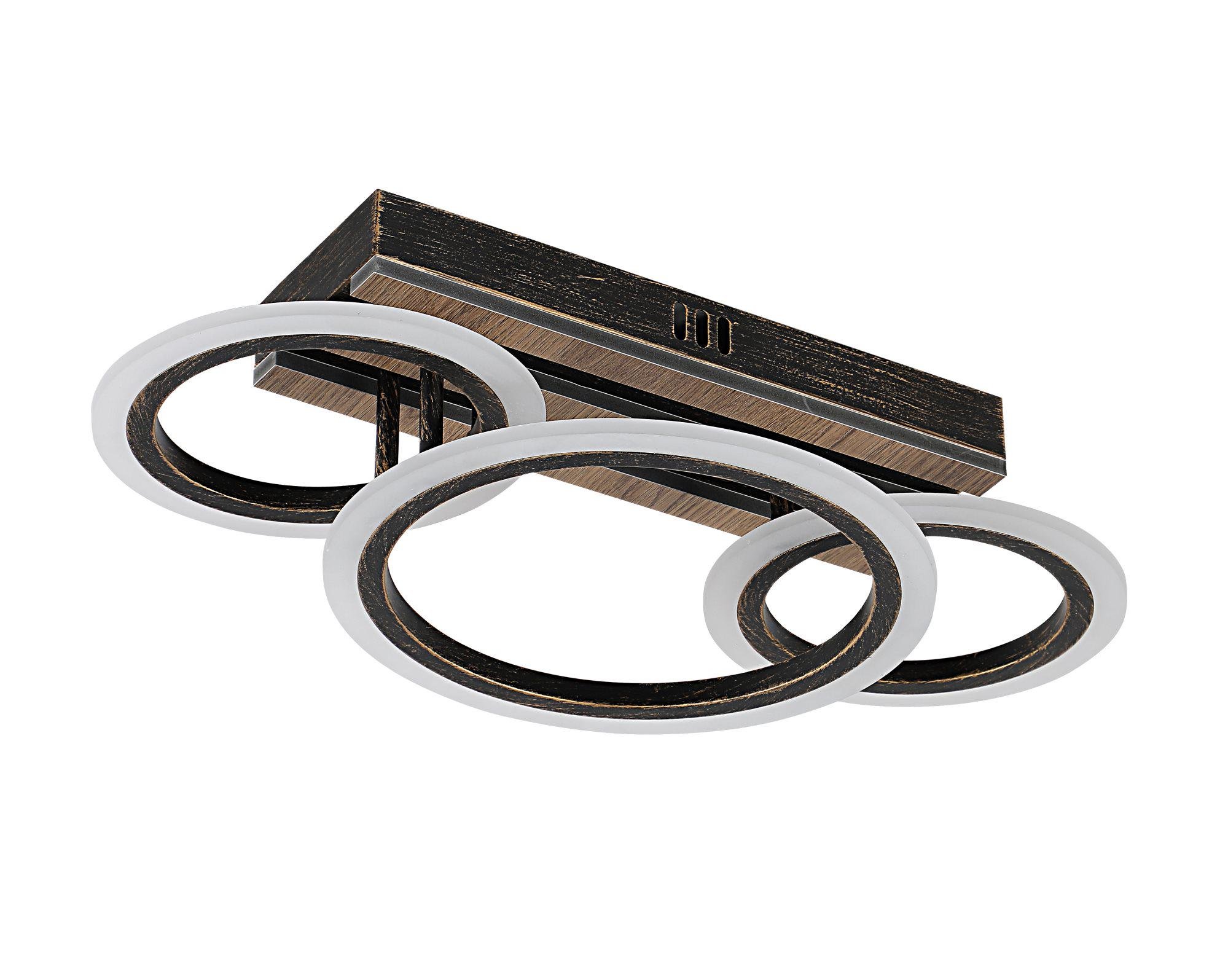 Люстра потолочная светодиодная в гостинную VALESO 3300A/2+1 диммируемая Черный/Золотой/Дерево