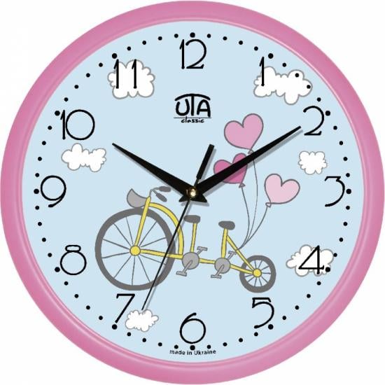 Часы настенные UTA Classic Стильный велосипед 30x30 см Pink (118450) Часы настенные UTA Classic Стильный велосипед 30x30 см Pink (118450)